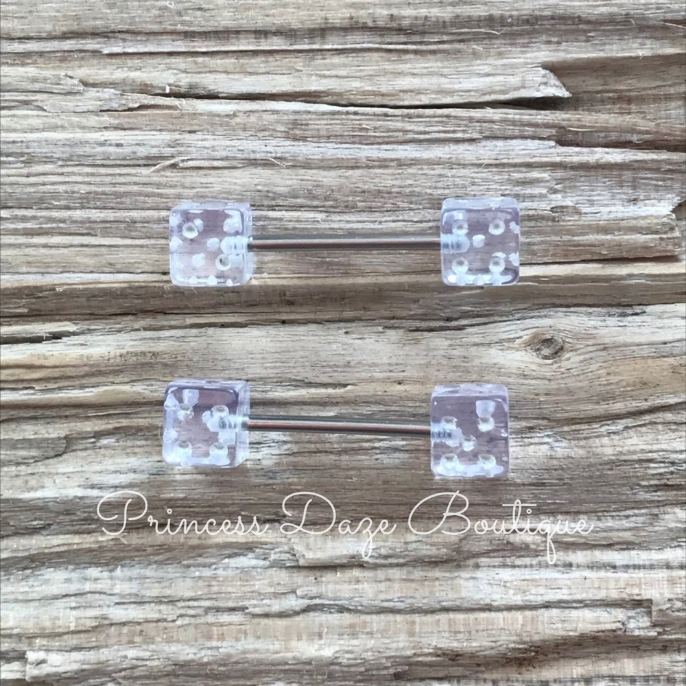 Clear‎ Dice Nipple Ring Barbell Set Body Jewelry